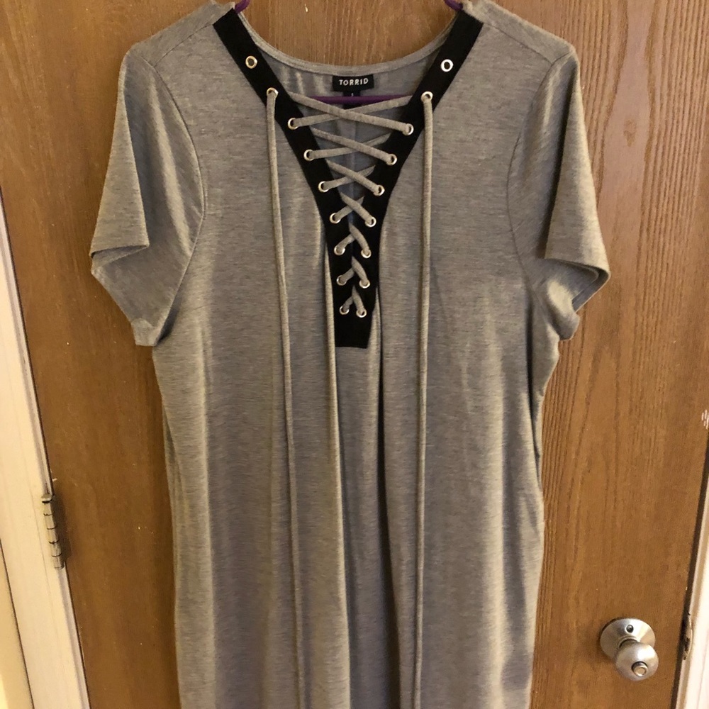 Lace up front grey dress!